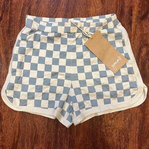 NWT Goumi Kids Cabana Shorts Youth SZ 10-12Y Blue Check Bamboo Large Pockets